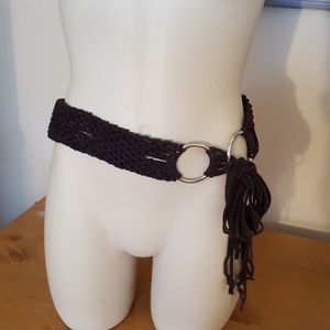 Vintage Crocheted leather/suede belt